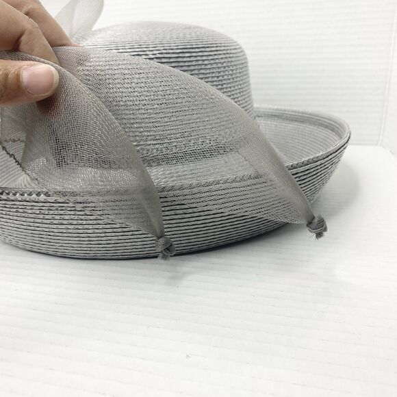 Vintage Glory II Womens Gray Straw Hat with Mesh Detail Derby Church Wedding main image 6